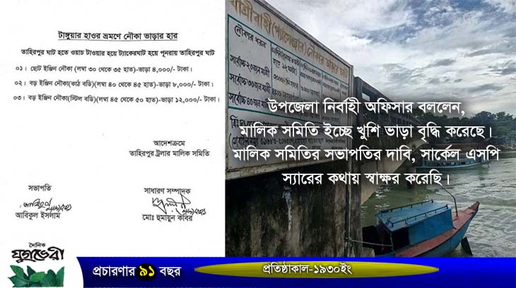 টাঙ্গুয়ার হাওরে নৌকা ভাড়া বৃদ্ধি করায় পর্যটকদের ক্ষোভ