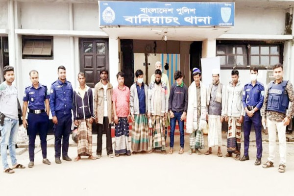 হবিগঞ্জে ধর্ষণ চেষ্টা মামলাসহ ১০ আসামী গ্রেফতার