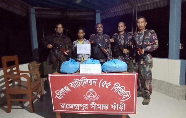 মাধবপুরে বিজিবির অভিযানে গাঁজাসহ যুবক আটক